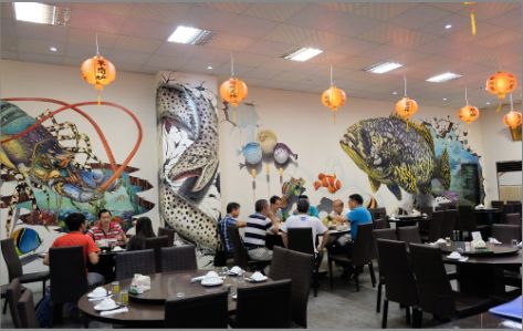 西峡海鲜餐厅墙体彩绘